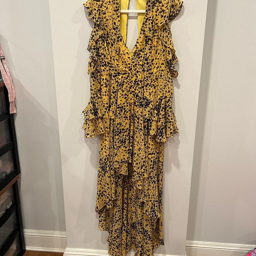 Yellow and Black Ruffled Dress